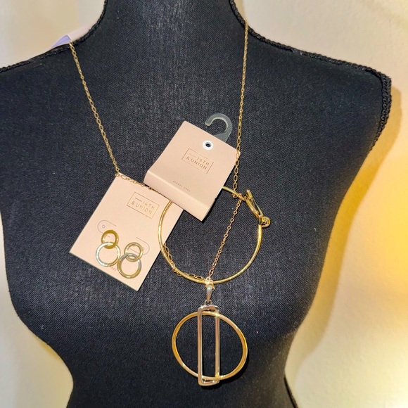 3 ITEM BUNDLE! 14th & Union Mixed Metal necklace, bracelet and earrings! - Picture 1 of 4